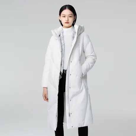 【买3免1】波司登鹅绒服女式商务长款抗风修身时尚白色冬外套图片