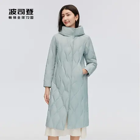 【鹅绒】波司登2023冬新款长款羽绒服女修身显瘦秋冬外套连帽温柔商品大图