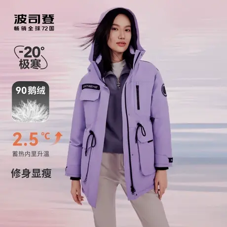 波司登2023新款冬季时尚工装连帽外套防风保暖加厚鹅绒羽绒服女商品大图